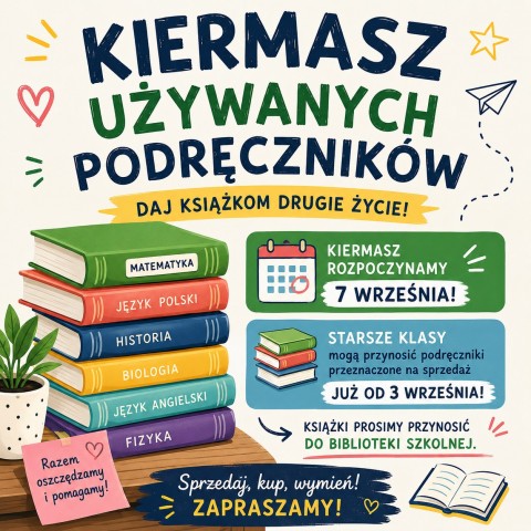 Kiermasz używanych podręczników. Sprzedaj, kup, wymień - zapraszamy :)